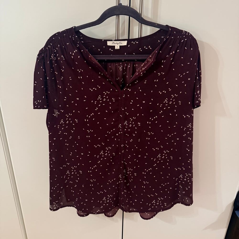 Euc Monday Fun Linnette Split Neck Smocked Blouse… - image 3